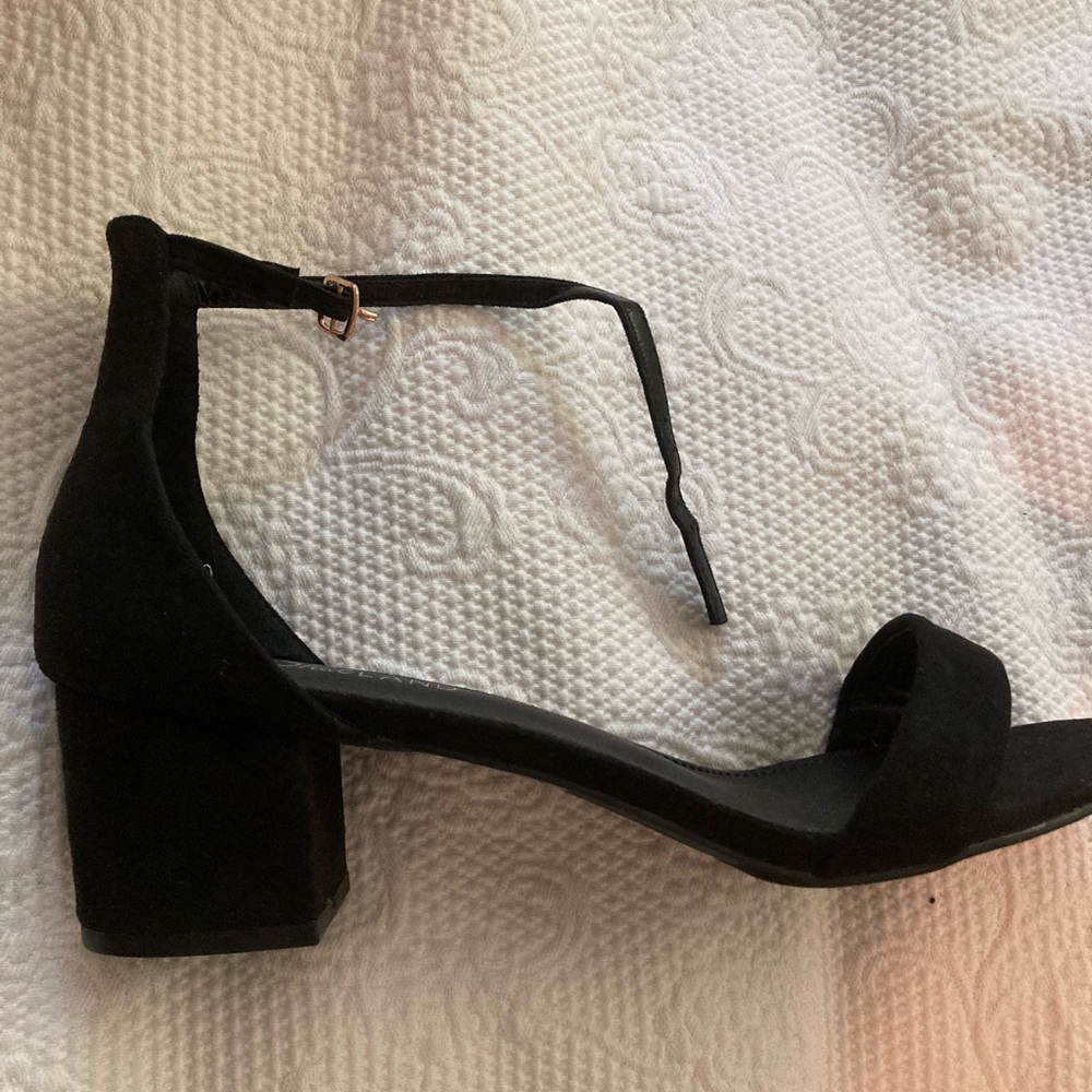 Open Toe Block Heel Black Size 10 - image 2